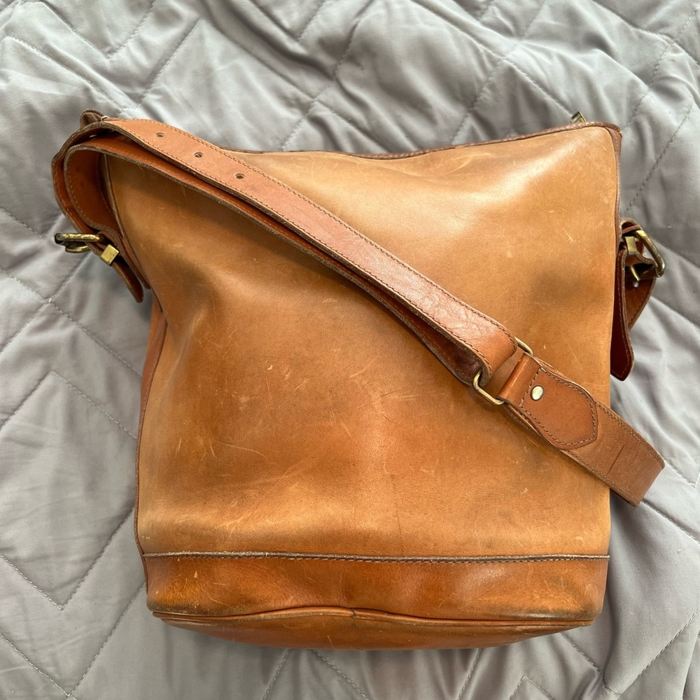 Vintage Roots Leather Bucket Bag Crossbody